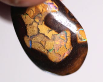 Yowah Nut Opal Cabochon | Rare Red Green Fire Statement Stone | Australian Boulder Opal (11.95ct)