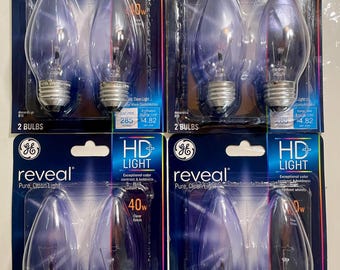 GE 40W Reveal HD+ B13 Decorative Flame Tip 8 Light Bulbs E26 48699