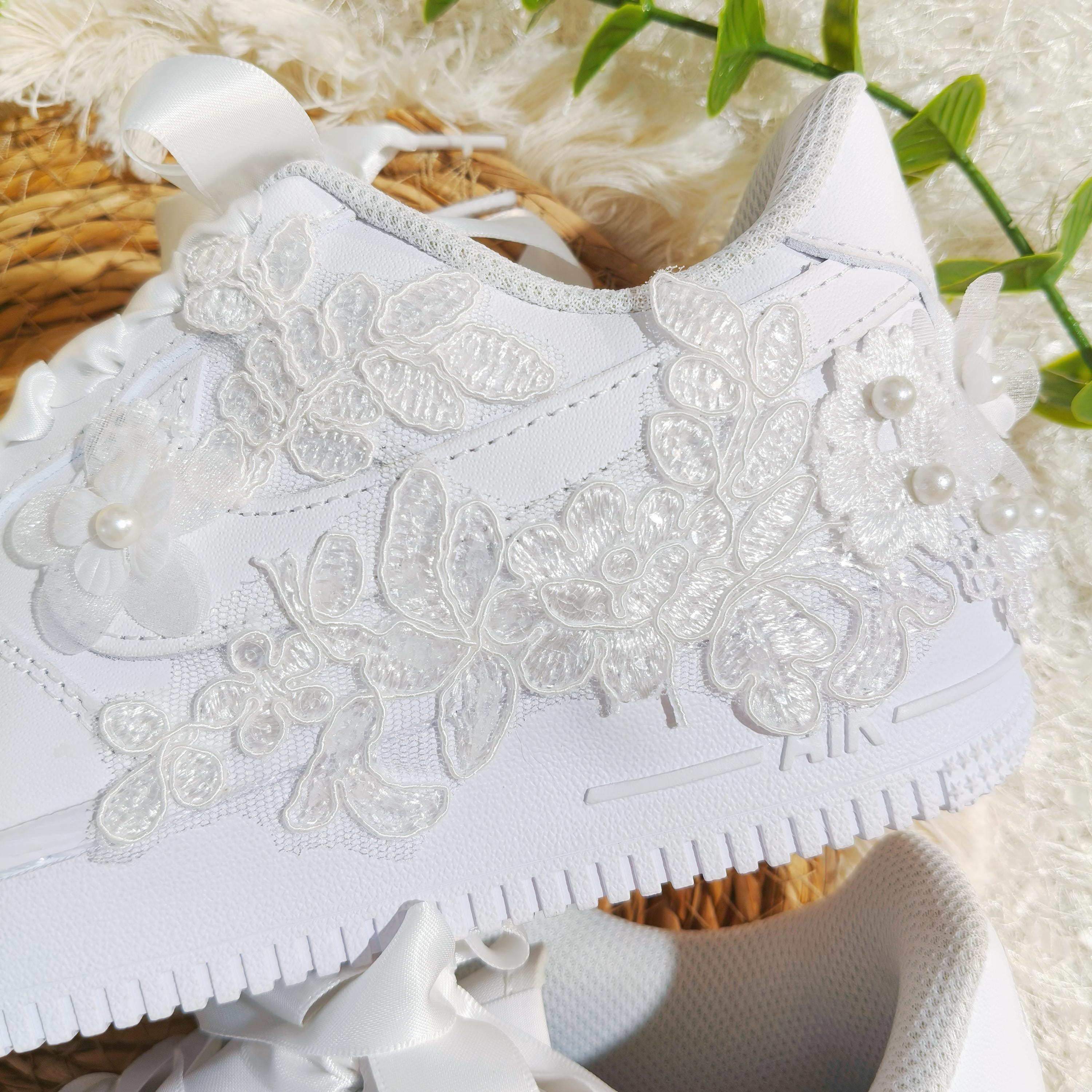 Wedding Personalized Sneakers For The Bride / Air Force 1 Unique Wedding Gift- Pearl Bridal Sneakers - Prom Sneakers-Unique Anniversary Gift