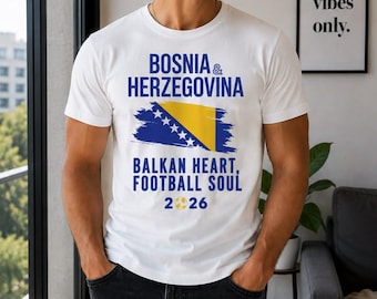 Bosnia Herzegovina flag football tee | Balkan Heart Football Soul Road to 2026