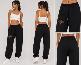 Maneater Graphic Sweatpants | Oversized Women’s Joggers | Y2K Streetwear Pants | Cozy Cotton Lounge Trousers | Loungewear Pants