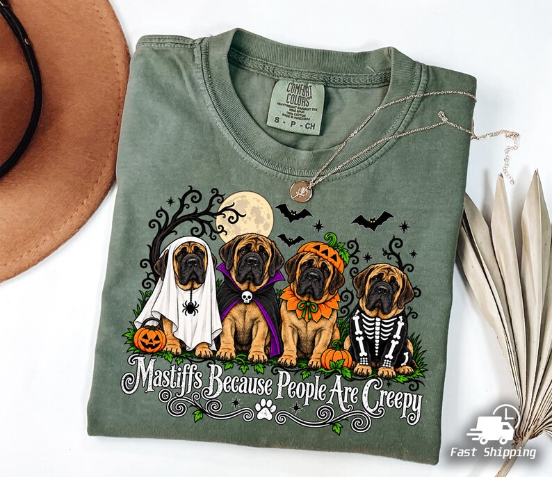 Mastiff Halloween Shirt, Mastiffs Because People Are Creepy Tee, Funny ...