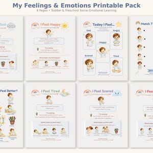 Pakiet emocji i uczuć dla chłopców | Karty do nauki społeczno-emocjonalnej | Pomóż dzieciom rozpoznawać i radzić sobie z silnymi emocjami | Przyjazne dla osób z ADHD i autyzmem