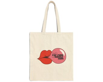 Bubblegum Tote Bag | Lip Graphic Cotton Canvas Tote