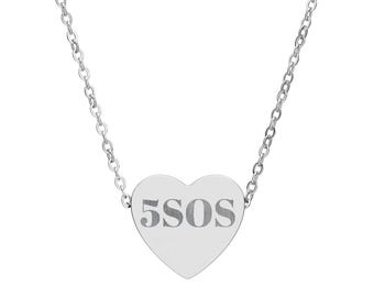 Colar com pingente de coração 5SOS | Colar de coração