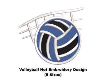 Ricamo di una rete da pallavolo / Ricamo a macchina di una palla sportiva / Download digitale immediato