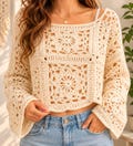 Cornflower Sweater Crochet Pattern PDF | Granny Square, Boho Pullover, Lace Sweater, Women Crochet Top