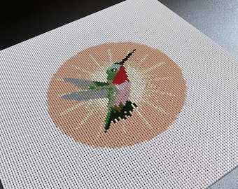 Grüner Kolibri Nadelspitze Leinwand, Anfänger Freundliche Nadelspitze Bedruckte Leinwand, Tropischer Vogel Dekor
