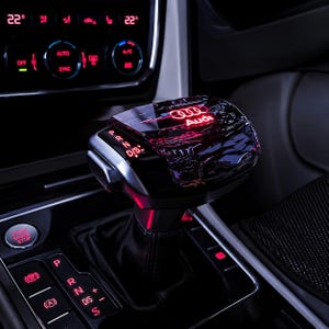 Audi Style LED Illuminated Gear Shift Knob Cover, Glowing Shifter Trim, Luxury Car Interior Ambient Light Accessory（1-pack）