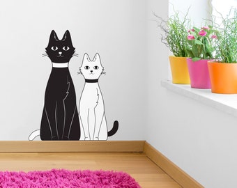 Cat Pair Wall Decal- Puss In Boots, Cat Wall Decal, Kitty Decal, Printed Wall Decal, Cartoon Decal, Cute Wall Decor