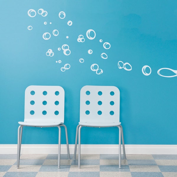 Floating Bubbles Wall Quote Decal - Bathroom Wall Decal, Bubble Bath Decal, Blowing Bubbles, Bubble Bath Art, Bubble Decal, Underwater Decal
