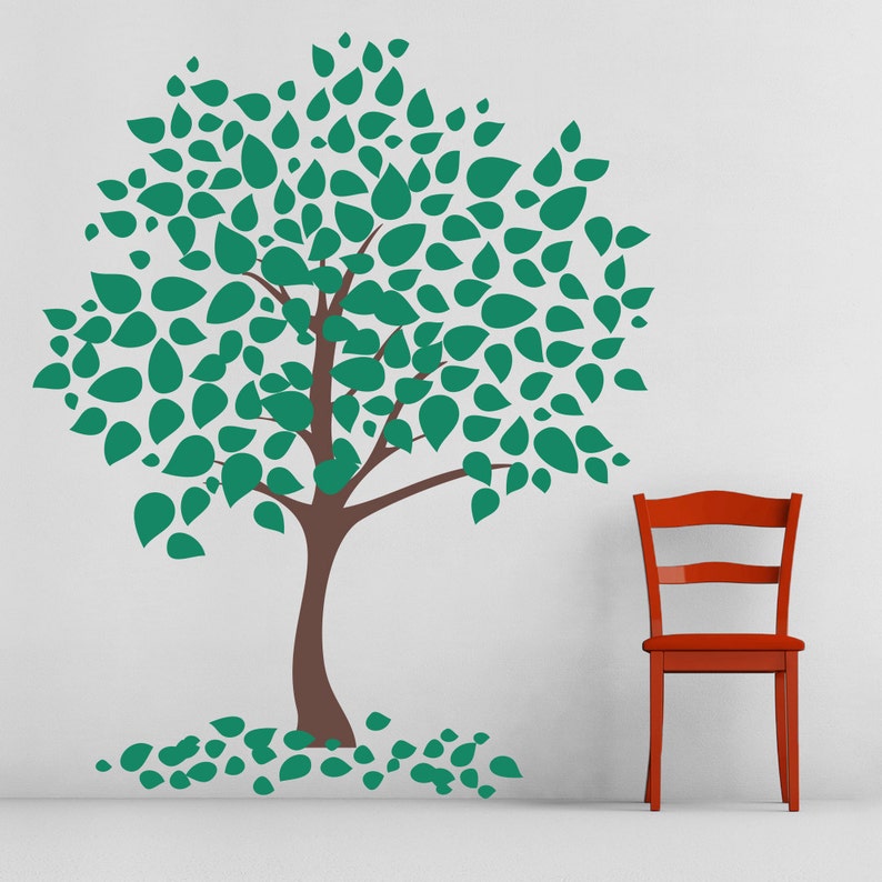 Leafy Tree Vinyl Wall Decal Nursery Tree Sticker Nature Etsy