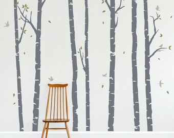 Birch Trees Forest Wall Decal - Vinyl Wall Decal, Birch Forest Wall Decal, Woodlands Nursery Theme, Nursery Decal, Forest Wall Art - BFND