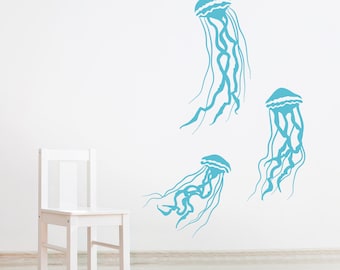 Jelly Fish Wall Decal -Underwater Decal, Ocean Decal, Nursery Ocean Art, Jellyfish Decal, Jellyfish Art, Ocean Themed Room, Ocean Wall Decal