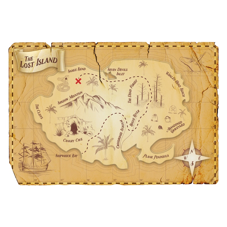 pirate map wall decal pirate theme treasure map aged map etsy