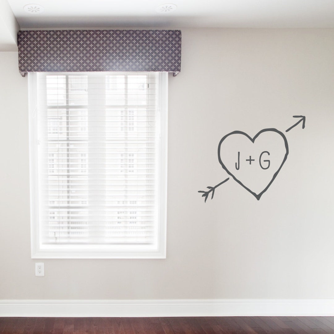Carved Heart Wall Decal - Personalized Monogram Decal, Monogram Decal ...