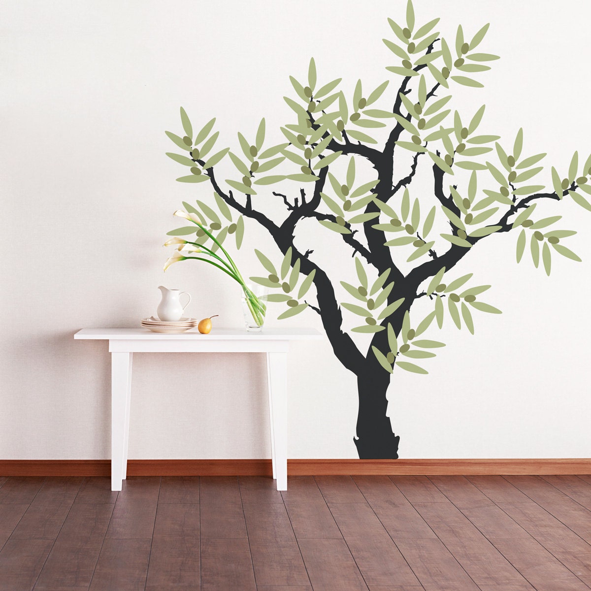 Olive Green Wall Decor Plus More Tree Wall Art for Family Room or Live Room Decor Wall Sticker Decal 