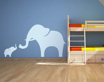 Mama and Baby Elephant Wall Decal - Elephant Wall Sticker, Baby Elephant Nursery, Nursery Decal Sticker, Elephant Wall Decor, Mom Elephant