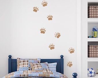 Grizzly Bear Tracks -Vinyl Wall Decal, Bear Decal, Paw Print Decal, Grizzly Bear Art, Nature Wall Decal, Grizzly Art, Animals Tracks