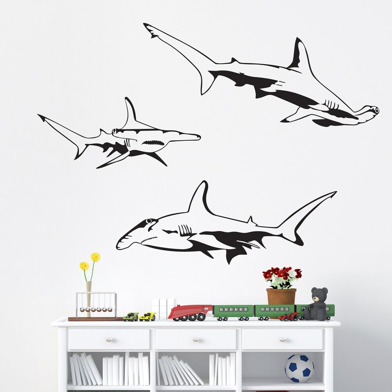 Hammerhead Sharks Wall Decal Shark Decal Shark Decor Etsy