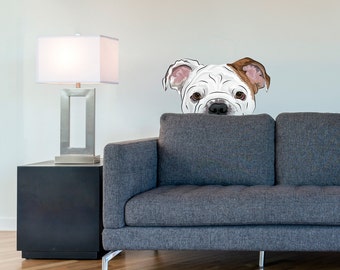 Peekaboo Bulldog Printed Wall Decal - Bulldog Sticker, Bulldog Lover, Gifts For Dog Owner, Bulldog Owner, Dog Wall Decal, Dog Wall Decor