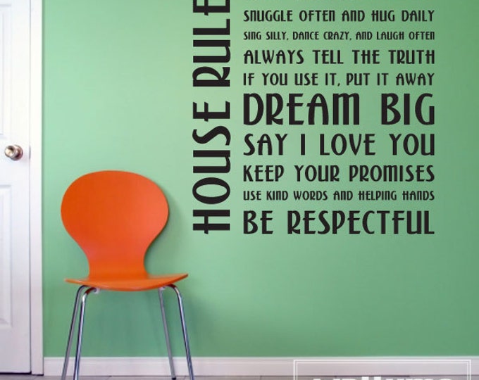 House Rules Vinyl Wall Decal Sticker Family Rules Decal Etsy