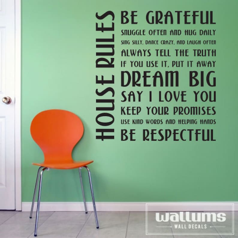 House Rules Vinyl Wall Art Decal Sticker 36x39 Etsy