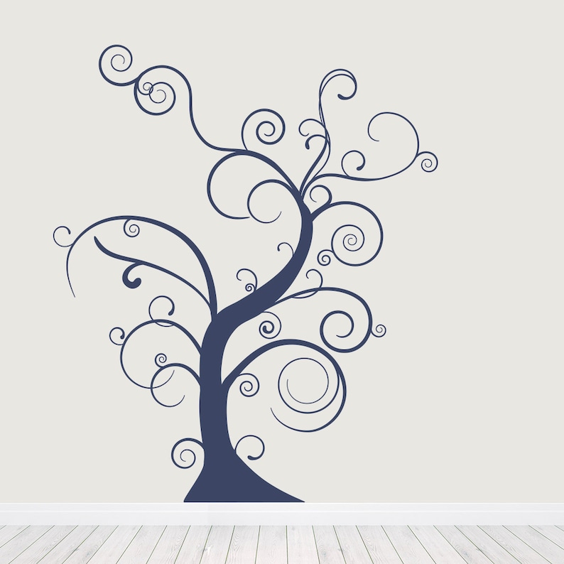 Nursery Tree Sticker Skinny Tree Curly Tree Tree Wall Sticker Branch Wall Art Thin Bare Whimsical Tree Wall Decal Nature Wall Decal