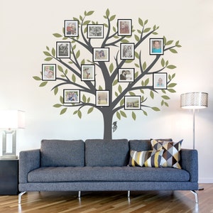 Family Tree Wall Decal - Tree Wall Sticker, Nature Wall Decal, Living Room Art, Family Photo Art, Family Tree Art