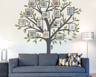 Family Tree Wall Decal - Tree Wall Sticker, Nature Wall Decal, Living Room Art, Family Photo Art, Family Tree Art