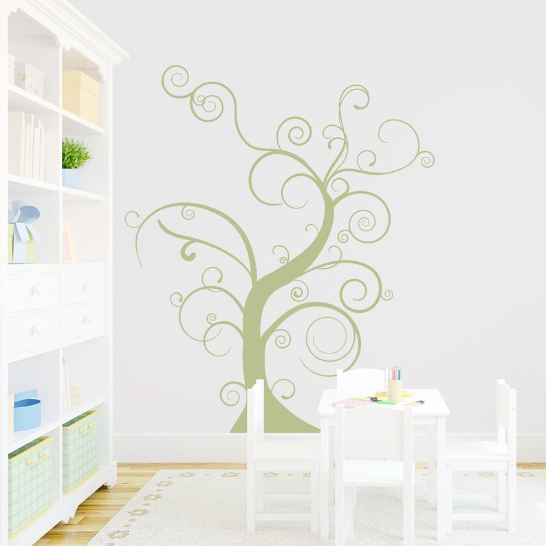 Nursery Tree Sticker Skinny Tree Curly Tree Tree Wall Sticker Branch Wall Art Thin Bare Whimsical Tree Wall Decal Nature Wall Decal