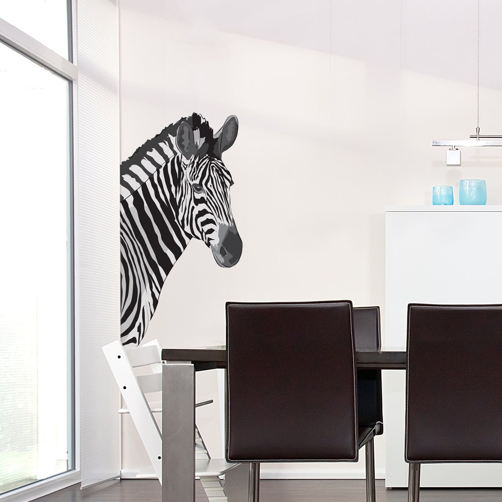 Zebra Printed Wall Decal Sticker - Zebra Decal, Safari Decal, Zebra ...