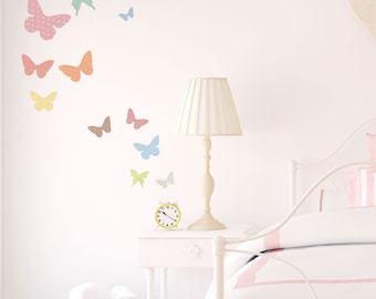 Pattern Butterflies Printed Wall Decal-Butterfly Wall Sticker, Flying Butterflies, Butterfly Nursery Decor, Nature Wall Decal,Butterfly Room