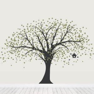 Ginormous Tree with Birdhouse Vinyl Wall Decal Tree Wall Sticker Decal, Nature Wall Decal, Nursery Tree Wall Decal, Large Tree Decal image 2