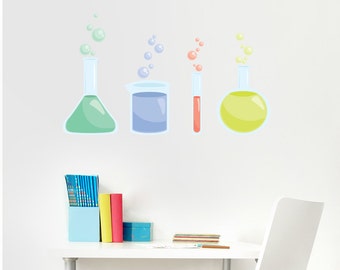 Beakers Printed Wall Decal- Science DecalSchool Wall Art, Science Decal, Science Beakers, Chemistry Art, Science Lab, Classroom Wall Decor