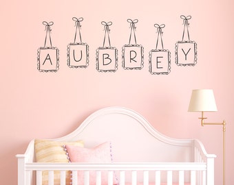 Custom Doodle Letter Name Frames Wall Decal - Personalized Name Decal, Custom Name Wall Decal, Modern Nursery Decal, Frames Wall Decal