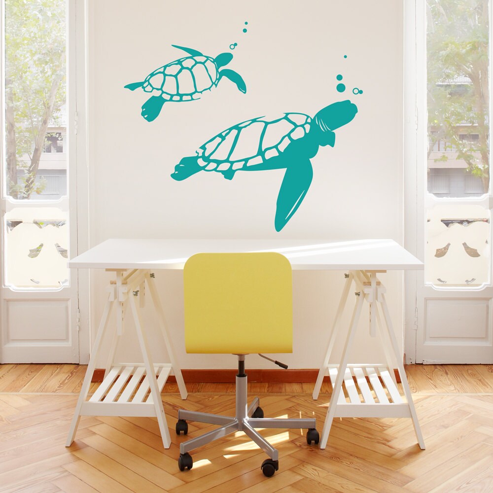 Swimming Turtles Wall Decal Turtles Decal Turtles Wall Etsy