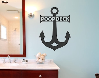 Poop Deck Anchor Wall Decal - Restroom Decal, Bathroom Door Decal, Restroom Door, Restroom Sign, Nautical Decor, funny bathroom