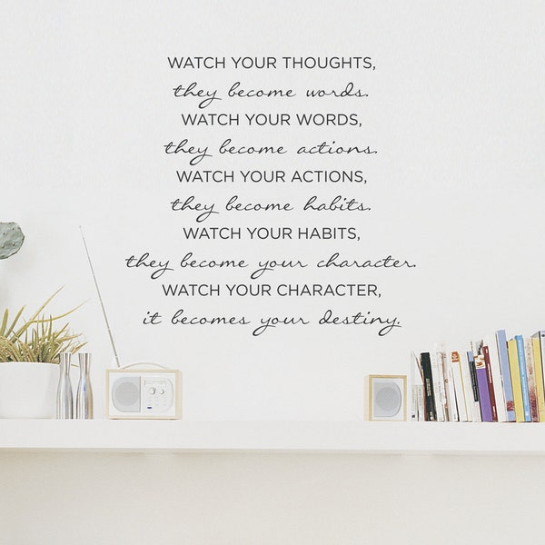 Your Destiny - Inspirational Wall Quote Decal, Famous Quote Decal, Watch Your Thoughts, Family Rules Decal, Motivational Wall Quote