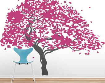 Japanese Maple Tree Vinyl Wall Decal - Nature Wall Decal, Living Room Wall Decal, Tree Wall Sticker, Falling Leaves, Japanese Maple Tree