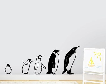 March Of The Penguins Wall Decal - Baby Animal Decal, Zoo Nursery, Zoo Party Decor, Animal Party Decor, Penguin Decal, Penguin Family