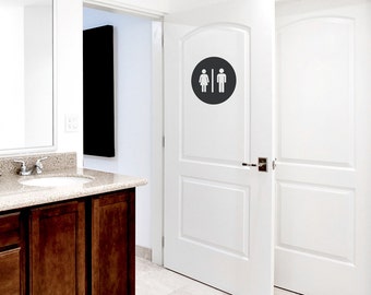 Restroom Circle Wall Decal - Restroom Decal, Unisex Bathroom, Bathroom Door Decal, Restroom Door, Men And Women Bathroom, Restroom Sign