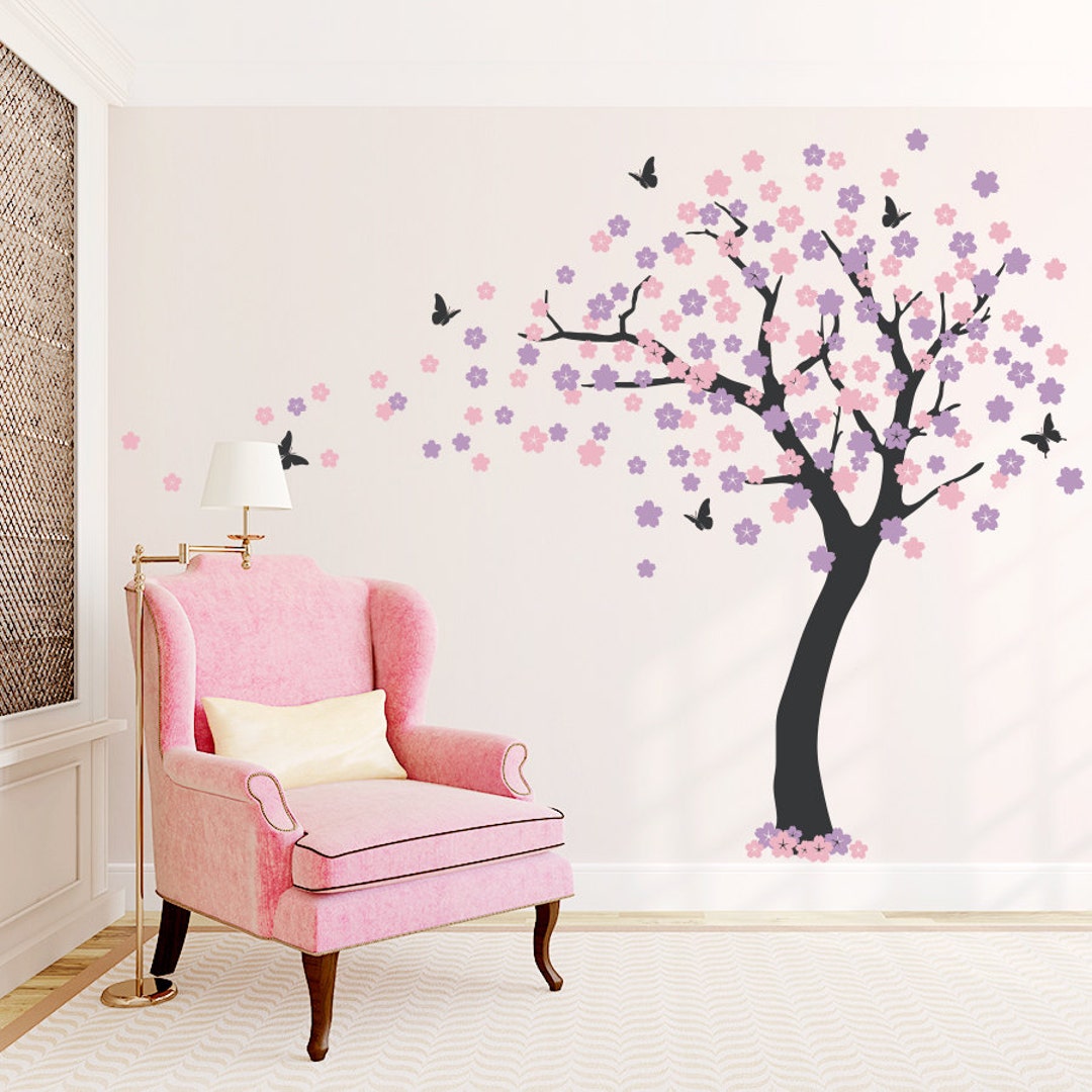 Grand Arbre Fleurs Autocollant Mural Cygne Autocollant Mural Fleur De  Cerisier Dcoration Murale Pour Chambre Salon Bureau (hauteur : 140 Cm)