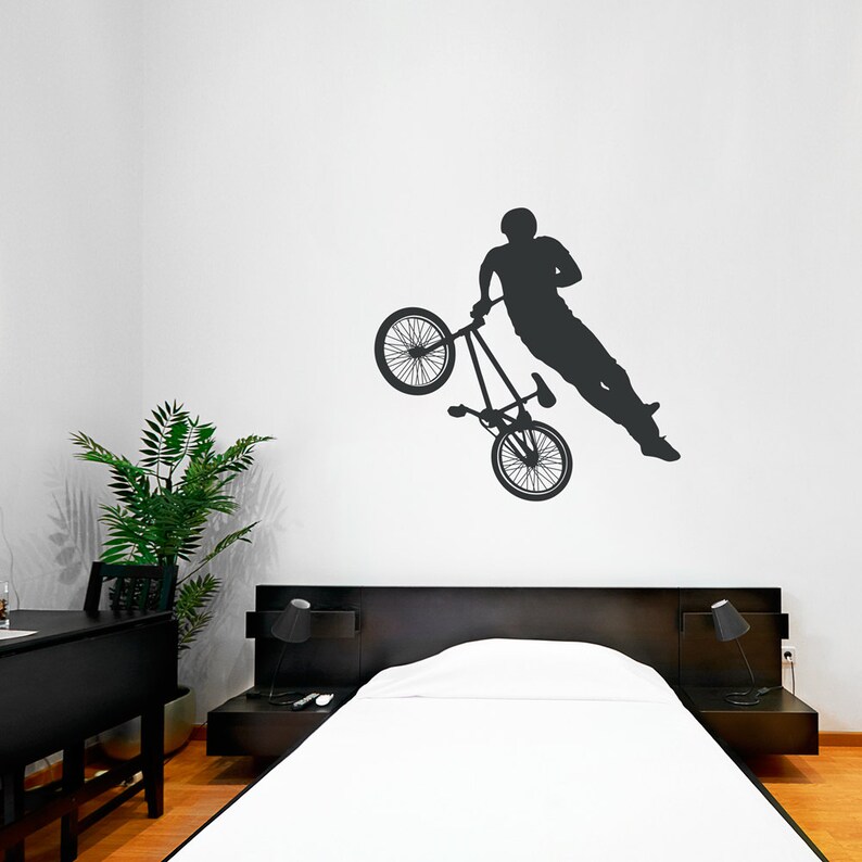 Sports Wall Decal Sticker BMX Decal Bike Rider Extreme Sports Art Wall Art For Men Bike Decal BMX Biker Vinyl Wall Decal Sticker
