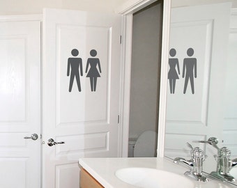 Bathroom Icon Wall Decal - Restroom Decal, Unisex Bathroom, Bathroom Door Decal, Restroom Door, Men And Women, Restroom Sign