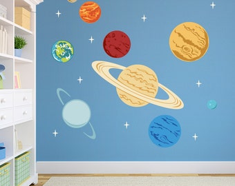 Planets Printed Wall Decal -Space Decal, Solar System Decal, Kids Space Decor, Planets Decal, Science Decal, Solar System Decor, Planets Art