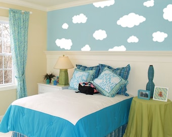 Fluffy Clouds Wall Decal Sticker - Cloud Wall Decal, Nursery Cloud, Cloud Sticker, Cloud Wall Art, Whimsical Clouds, Modern Nursery Decal