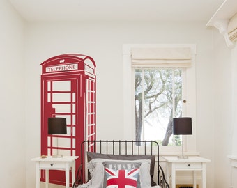 London Phone Booth Vinyl Wall Decal Sticker - Phone Booth Decal, Vintage Phone Booth, London Wall Decal, Phone Booth Art, British Decor