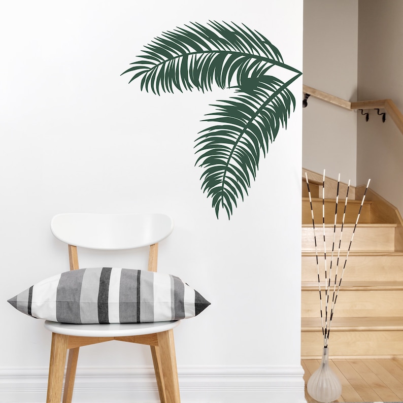 Palm Leaves Wall Decal Tropical Art Tree Hawaiian Nature Leaf