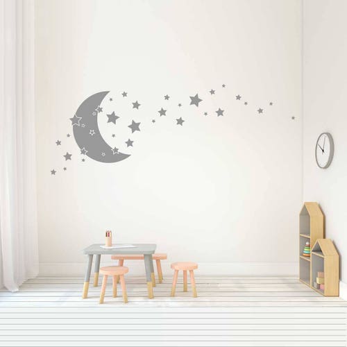 ig4294 Vinyl Wall Decal Sun Moon Stars Nursery Bedroom Stickers 